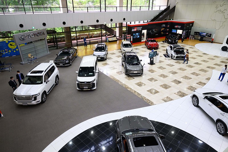 Toyota Motor vehicles at the company's showroom in Toyota City, Japan, on June 13. MUST CREDIT: Bloomberg photo by Akio Kon.