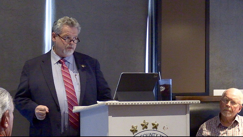 State Sen. Alan, R-District 13, speaks to the Garland County TEA Party Wednesday at the Hibachi Sushi Buffet. - Photo by Donald Cross of The Sentinel-Record