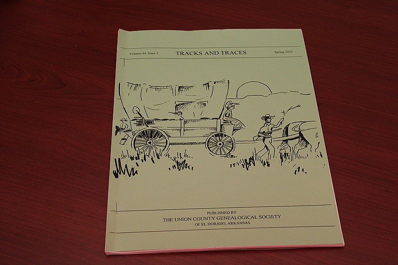 The spring 2022 edition of "Tracks and Traces," the Union County Genealogical Society's publication, is seen. (Caitlan Butler/News-Times)