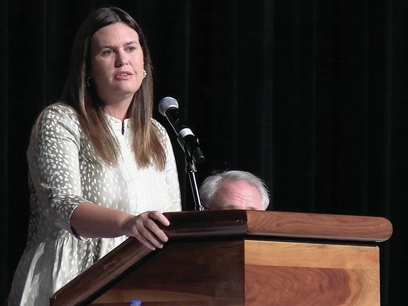 Sarah Huckabee Sanders speaks to the attendees of the Association of Arkansas Counties 54th Annual Conference.