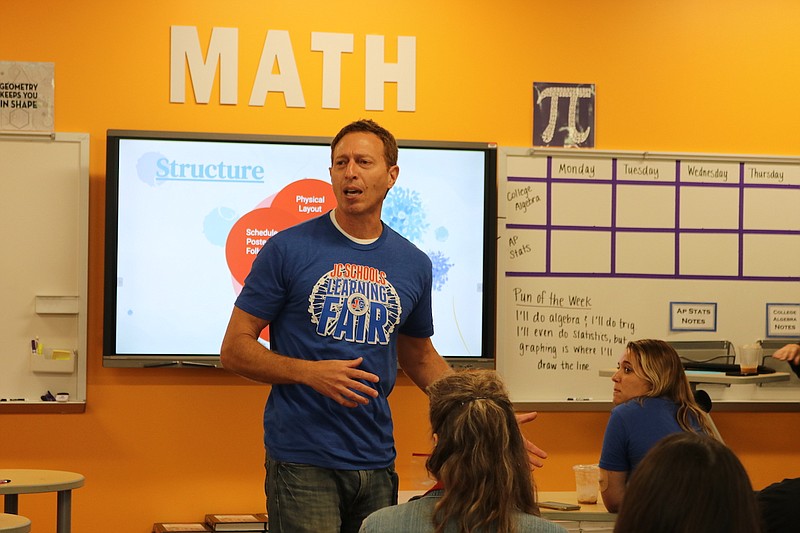 Teacher Todd Beaulieu explains how he sets rules and follows up with students about expectations in a class for other teachers Tuesday, Aug. 16, 2022. (Anna Campbell/News Tribune photo)