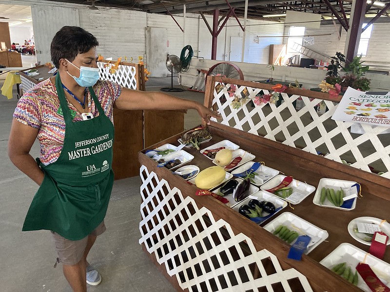 If enough money can be raised, the Southeast Arkansas Fair and Livestock Show will happen this year. In this photo taken last year, Dot Hart, who is over the horticulture entries, talks about some of the challenges the fair has faced. (Pine Bluff Commercial file photo/Byron Tate)