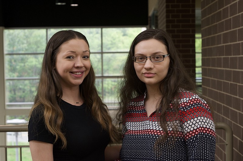 National Park College respiratory therapy students and recent grant recipients Taylor Clark, left, and Amy Cofar are shown inside the Frederick M. Dierks Center for Nursing and Health Sciences recently.  - Photo by Donald Cross of The Sentinel-Record