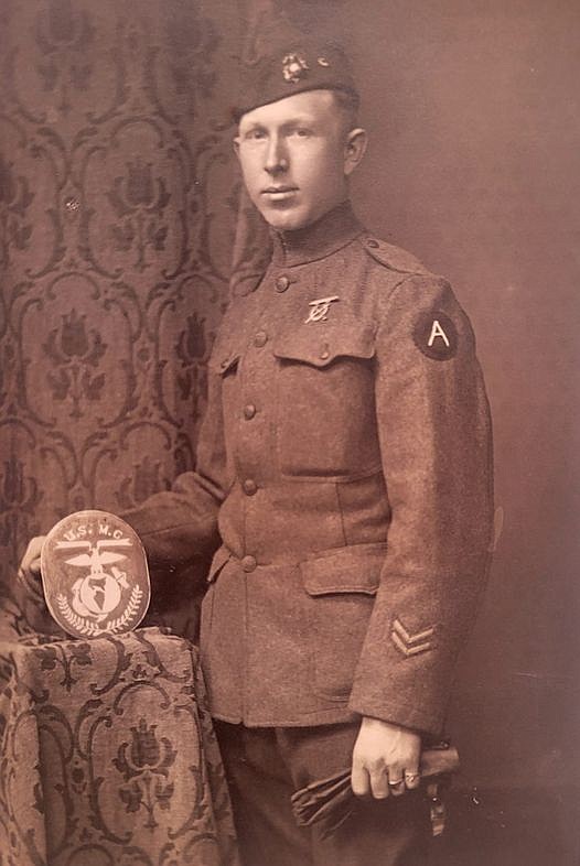 Willard Gress, a native of St. Thomas, Mo., enlisted in the Marine Corps during World War I. He fought in the famed Battle of Belleau Wood, where the Marines were given the title of "Devil Dogs" by German forces. (Courtesy of Roger Hager)