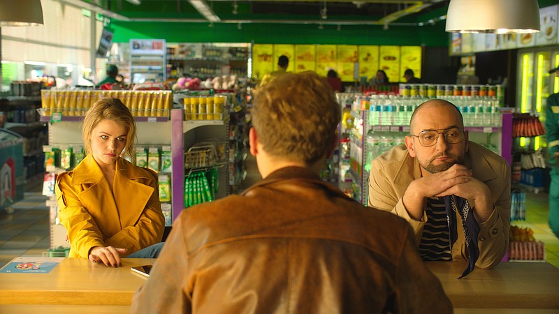 The main characters of the Ukrainian TV series are shown in a gas station in the eight-part comedy series. (Courtesy of Den Tolmor)