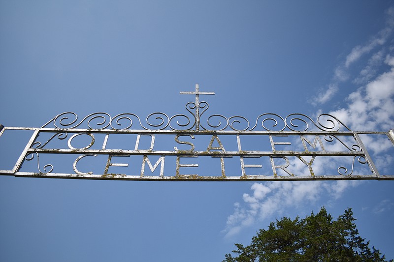 The Old Salem Cemetery entry sign is seen Thursday (Aug. 25, 2022,) at Old Salem Cemetery on Deer Run Road north of California in rural Moniteau County. (Democrat photo/Garrett Fuller)