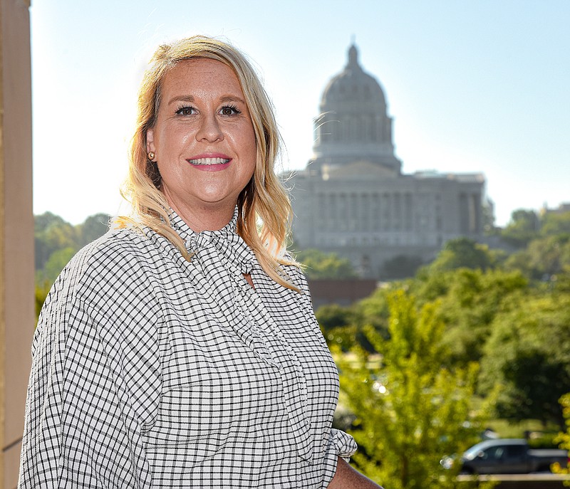 Chrissy Peters poses at the State Information Center where the Missouri Secretary of State's Office is housed. Peters is the Elections Director with the Missouri Secretary of State's Office. (Julie Smith/News Tribune photo)