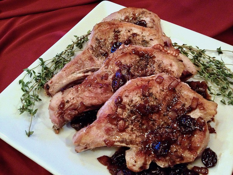 Pork Chop Saute With Cherry Balsamic Reduction (Gwynn Galvin, SwirlsOfFlavor.com)