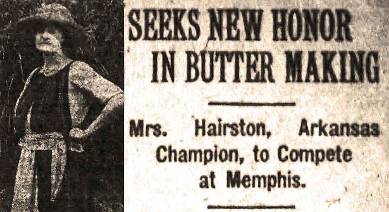 The Sept. 10, 1922, Arkansas Gazette reported Mrs. Wylie Hairston would represent the state in a three-state butter-making competition at the Tri-State Fair in Memphis. (Democrat-Gazette archives)