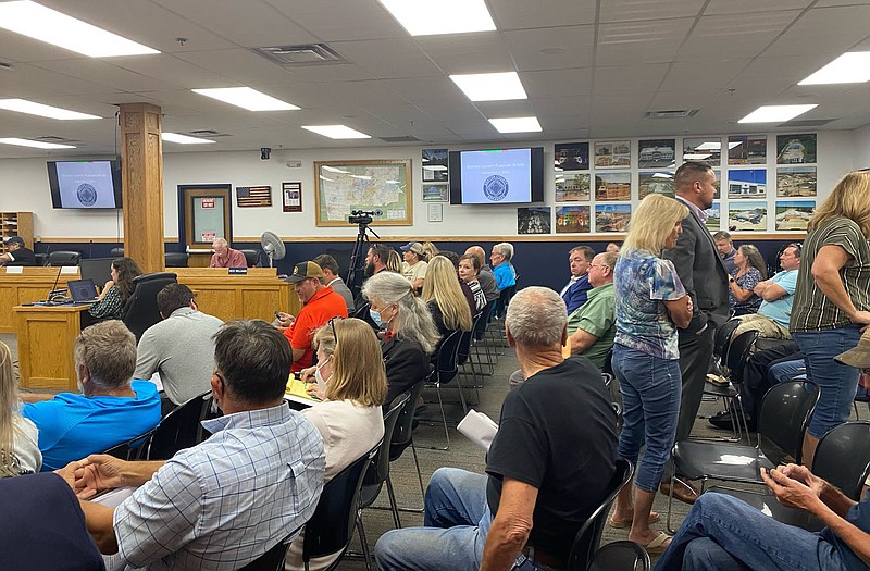A crowd showed up Wednesday for the Benton County Planning Board meeting in Bentonville.

(NWA Democrat-Gazette/Tracy Neal)