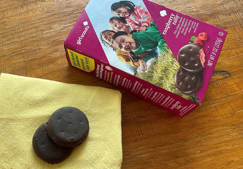 The new Girl Scout Cookie, Raspberry Rallies, debuts in 2023. (The Washington Post/Emily Heil)