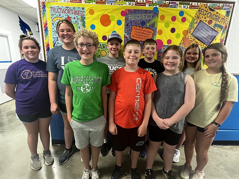 Submitted — Members of the 2022-23 Student Council at High Point School pose for a photo. Pictured, from left, are: Erin Whittle, vice president; Jada Schmidt, president; Brighton Miller, sixth-grade representative; Wade Fisher, eighth-grade representative; Connor Carender, seventh-grade class representative; Grant Carender, reporter; Kenlee Barbour, fifth-grade representative; Kelsie Henderson, secretary; and Treagan Porter, treasurer.