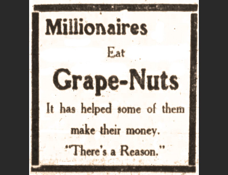 Grape-Nuts advertisement found in the Jan. 3, 1909, Arkansas Gazette. (Democrat-Gazette archives)