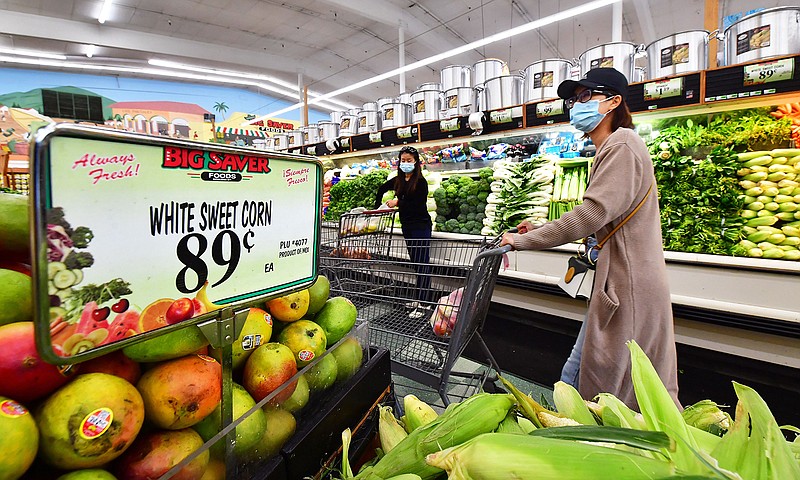 Grocery shopping in Rosemead, California on April 21, 2022. Unprocessed, whole foods are things like fresh fruits and vegetables, rice, meat, and eggs. (Frederic J. Brown/AFP via Getty Images/TNS)