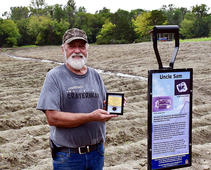 Scott Kreykes of Dierks, Arkansas, poses for a photo with the 3-point diamond he found Sept. 6, 2022, at Crater of Diamonds State Park in Murfreesboro, Arkansas. The diamond was the 35,000th found and registered since the park opened in 1972. (Photo courtesy Crater of Diamonds State Park)