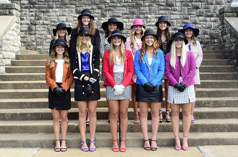 Members of the Helias top 11 candidates for Homecoming court, as shown Thursday in the Governor's Garden, are: first row, from left, Camryn Strope, Victoria Hentges, Leah Kolb, Lily Winegar and Tori Schmidt; second row, from left, Rae Bohlken, Chapel Dobbs, Miranda Kolb, Mattie Rost, Lily Delk and Alyssa Hood;