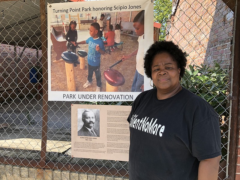 Lisa Hicks-Gilbert is the founder of Descendants of the Elaine Massacre of 1919, and is organizing “Silent No More,” a two-day, multimedia exhibit that opens Friday in Elaine about the massacre. (Arkansas Democrat-Gazette/Sean Clancy)