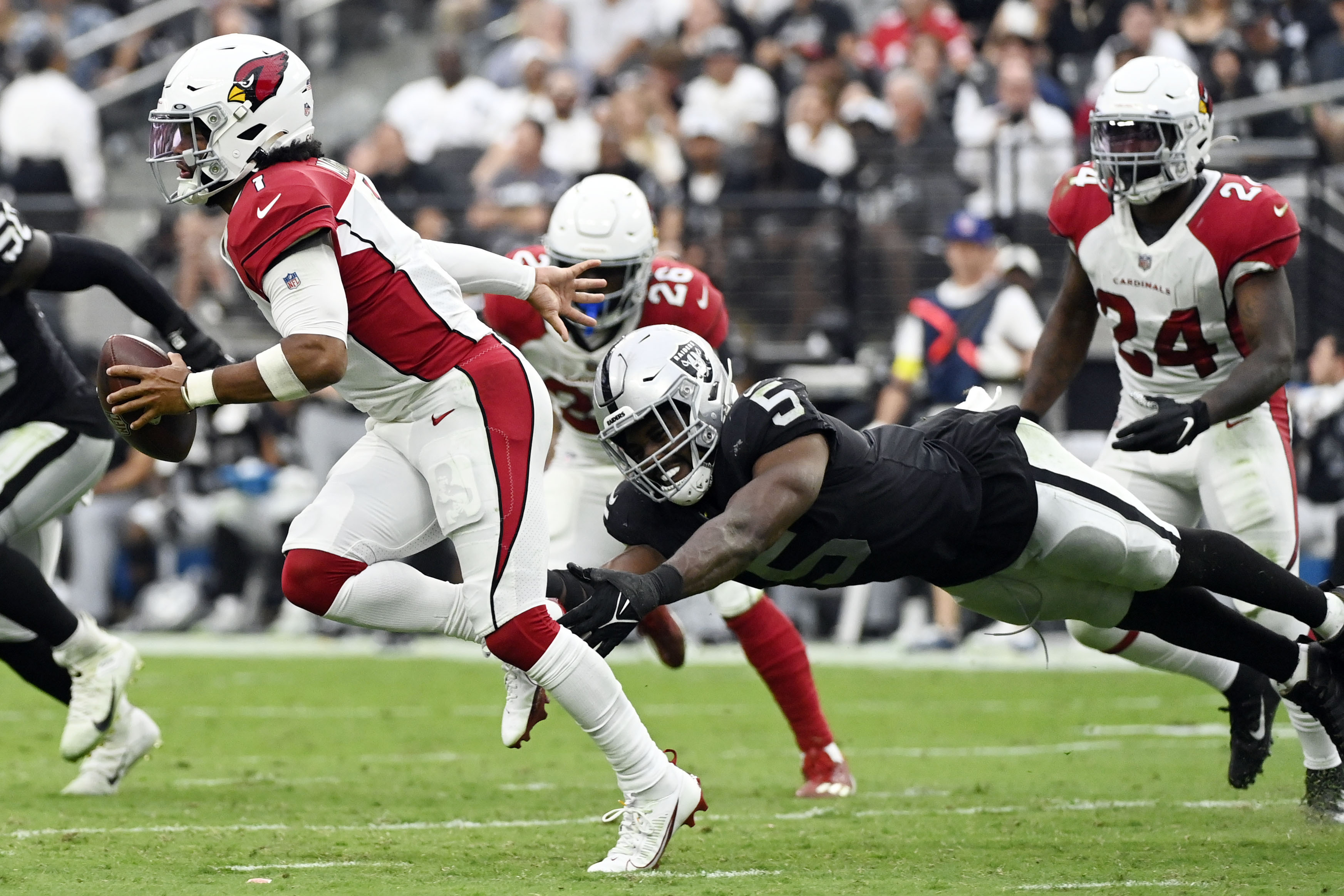 LAS VEGAS, NV - APRIL 28: (l-r) Las Vegas Raiders quarterback