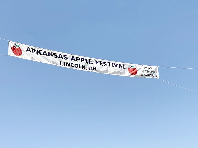 MAYLON RICE SPECIAL TO ENTERPRISE-LEADER
This banner will welcome visitors to the 2022 Arkansas Apple Festival, Sept. 30, Aug. 1, Aug. 2 at Lincoln Square.