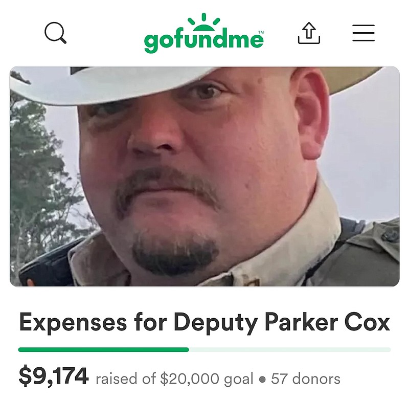 A screenshot of the GoFundMe account established for Deputy Parker Cox.