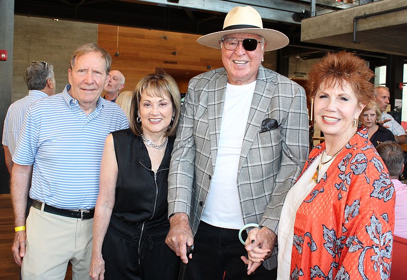 Bill and Judy Schwab (from left) and Jim and Nancy Blair gather for a photo at TheatreSquared's Season 17 Kickoff Celebration on Sept. 18 at the theater in Fayetteville.
(NWA Democrat-Gazette/Carin Schoppmeyer)