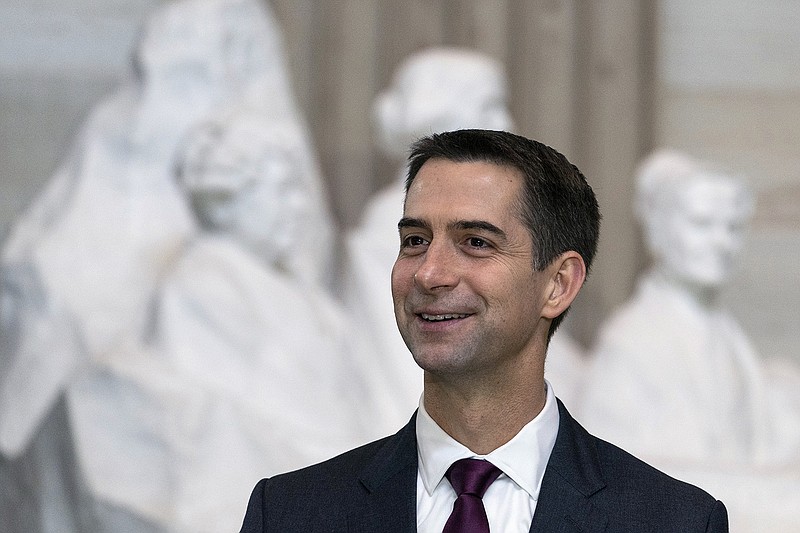 U.S. Sen. Tom Cotton, seen in July in Washington, announced on Tuesday, Sept. 20, 2022, proposed legislation that would require colleges to become guarantors of up to 50% of future federal student loans and fine colleges 25% of the value of future defaulted loans. (AP/Pool/Alex Brandon)