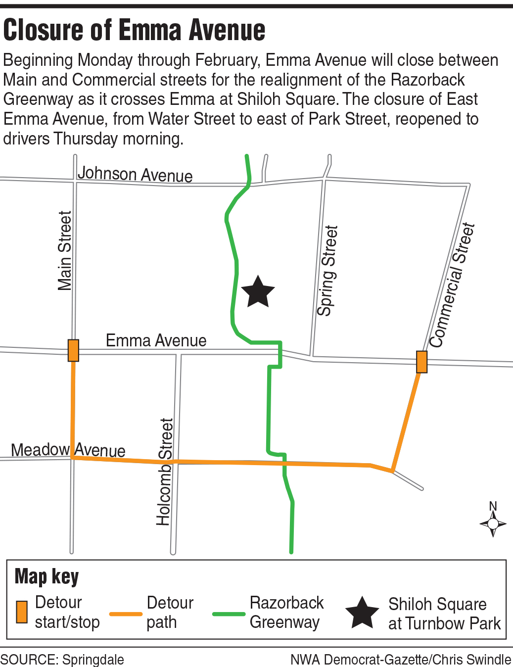 Springdale to close Emma Avenue for realignment of Razorback Greenway - Vimarsana News