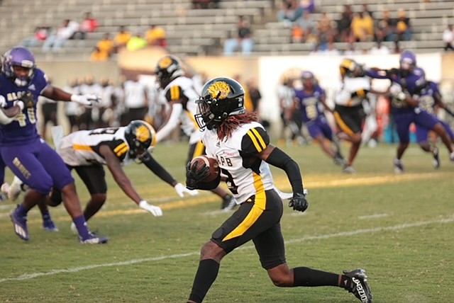 Jewel Fletcher of UAPB returns a kick against Alcorn State on Saturday in Lorman, Miss. (Special to The Commercial/Alcorn State University)