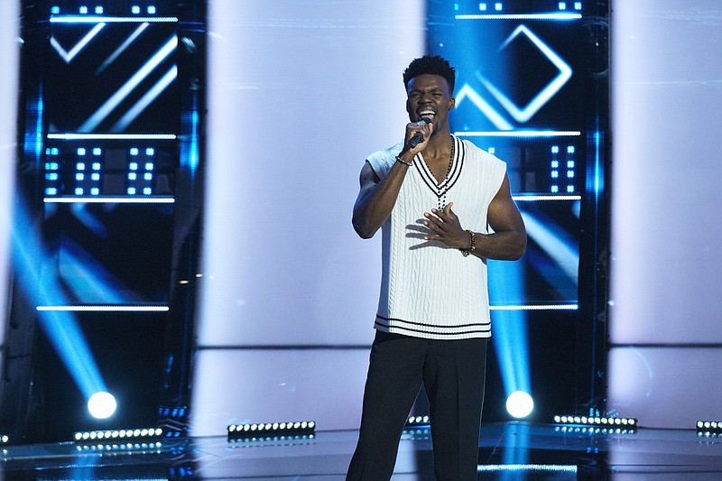 Andrew Igbokidi performs during the blind auditions on "The Voice" Monday. Photo courtesy of Tina Thorpe/NBC. - Submitted photo