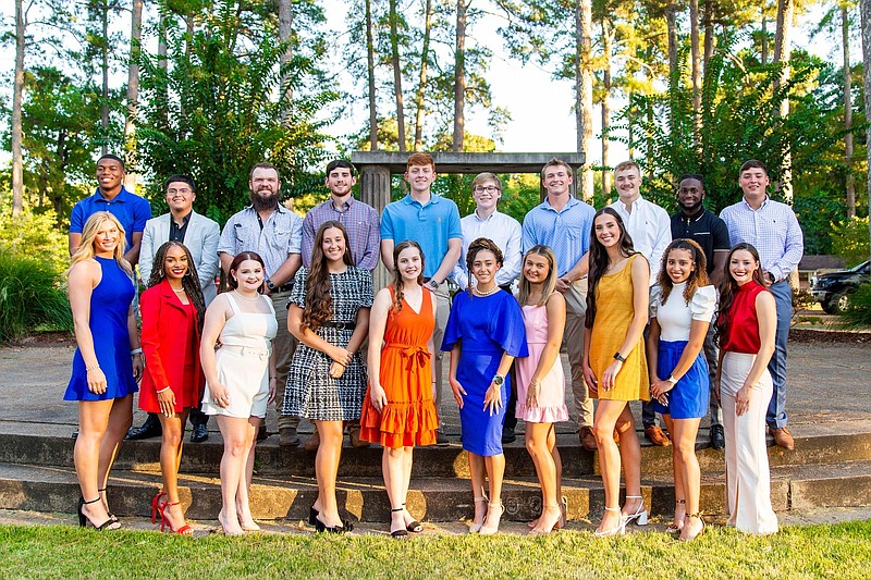 Members of the homecoming court pose at the Greek Theatre. (Photo Contributed)