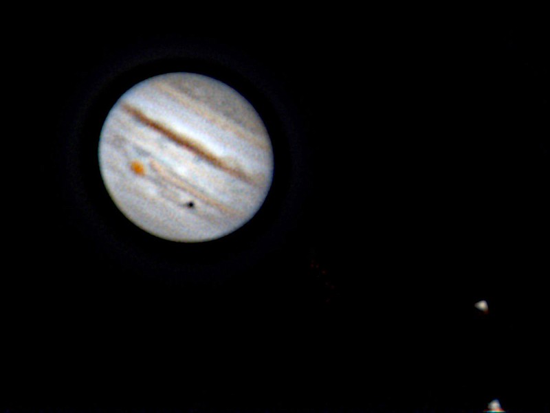 David Cater/Star-Gazing
This image of Jupiter shows a moon of Jupiter and it casts a shadow on Jupiter‚Äôs upper atmosphere.