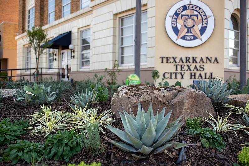 Texarkana, Texas, City Hall has new landscaping thanks to local business Studio 230. The city allows individuals, groups or businesses to take ownership in beautifying the community through the Adopt-a-Spot program. (Staff photo by Erin DeBlanc)