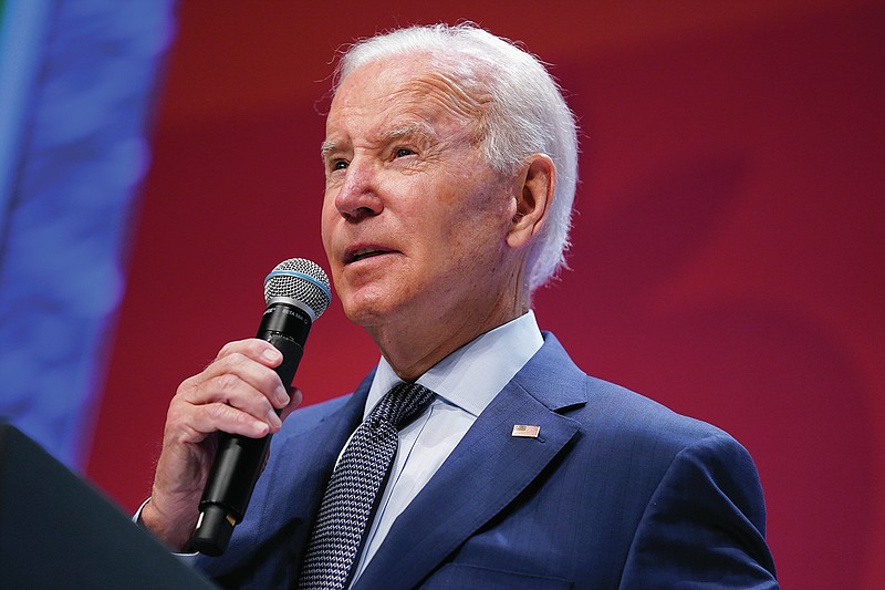 President Joe Biden speaks Wednesday during the White House Conference on Hunger, Nutrition and Health at the Ronald Reagan Building in Washington. Stories circulating online incorrectly claim Biden called for people in Florida to prepare for Hurricane Ian by getting vaccinated against covid-19. (File Photo/AP/Evan Vucci)