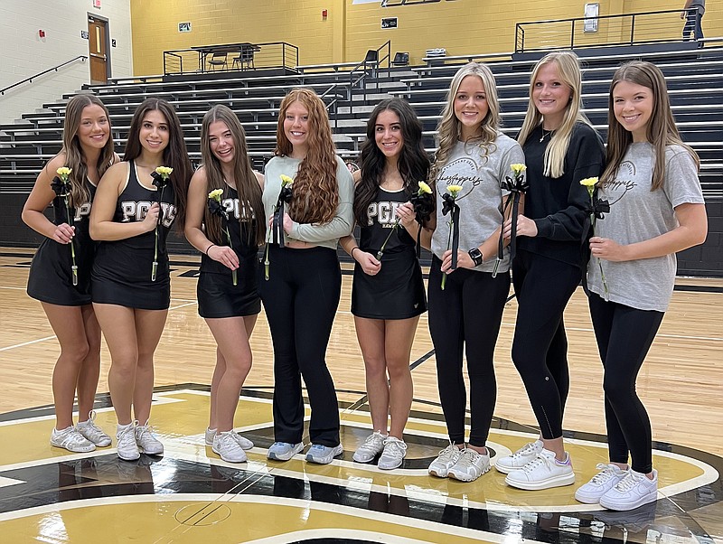 The Pleasant Grove High School senior class recently named its 2022 homecoming court. They are, from left, seniors Henslee Whitten, Julia Morlet, Camille Harrelson, Kadie James, Ava Keyes, Ava Welch, Rose Anderson and Edie Neal. Not pictured are Jaci Allen and Supriya Sharma. The queen will be announced at the Oct. 14 game against Pittsburg High School. (Submitted photo)