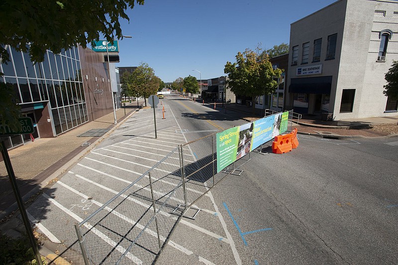 Barricades block off a portion of Emma Avenue on Tuesday. Visit nwaonline.com/221002Daily/ for today’s photo gallery.

(NWA Democrat-Gazette/J.T. Wampler)