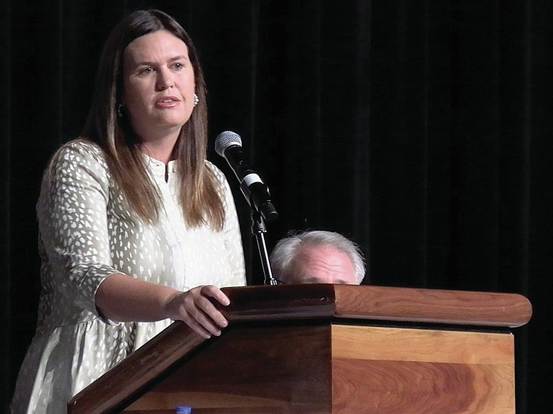 Sarah Huckabee Sanders speaks Aug. 12 to the attendees of the Association of Arkansas Counties 54th Annual Conference. 
(File Photo/Arkansas Democrat-Gazette)