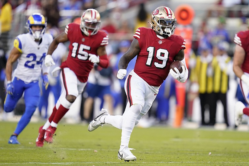 San Francisco 49ers defensive end Samson Ebukam (56) reacts after