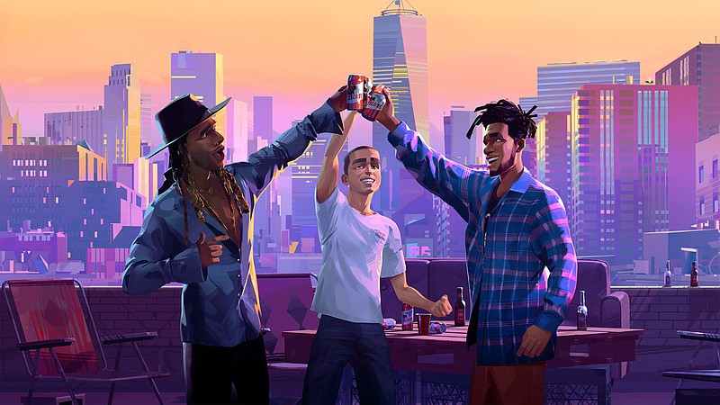 Ty Dolla $ign is the voice of Ky (from left), Timothee Chalamet is Jimmy and Scott Mescudi, better known as Kid Cudi, is Jabari in a scene from the animated film “Entergalactic.” (Netflix via AP)