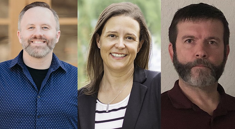 Republican Chris Latimer (from left), Democrat Amy Warren and Libertarian Bobby Wilson are running for the District 4 seat on the Benton County Quorum Court.