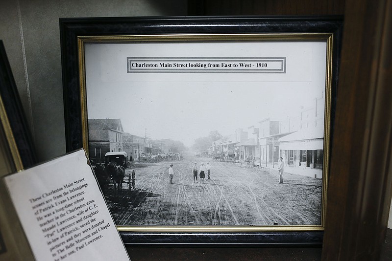An image of Charleston’s Main Street from 1910 is displayed, Monday, October 3, 2022 at the Belle Museum and Chapel in Charleston. Visit nwaonline.com/221009Daily/ for today's photo gallery.

(NWA Democrat-Gazette/Charlie Kaijo)