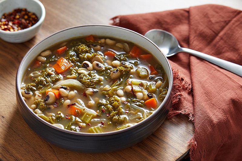 Blackeyed peas and mustard greens give Italian soup a Southern flair