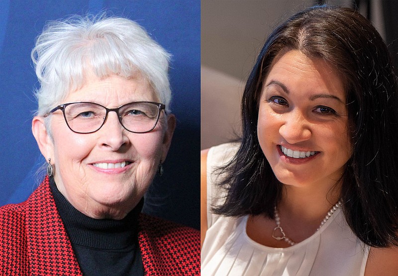 Republican Susan Anglin (left) is seeking a sixth term on the Benton County Quorum Court, but Democrat Jocelyn Lampkin is challenging her for the District 9 seat.