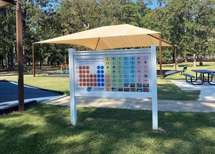 The new communication board at Spring Lake Park's all-inclusive playground is seen in this undated photo in Texarkana, Texas. The board was installed to help nonverbal children express themselves at the playground. (Photo by Texarkana Texas Parks and Recreation)