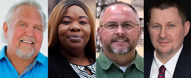 The four candidates for the Springdale City Council Ward 3, Position 1 seat are Rick Culver (from left), Alice Gachuzo-Colin, Brian Powell and Mike Stevens.