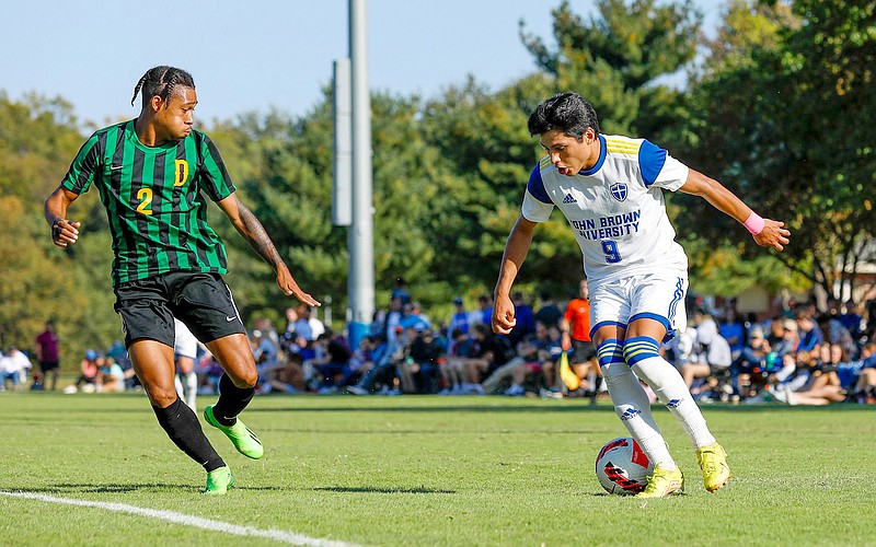 Photo courtesy of JBU Sports Information
John Brown senior Jacob Zamarron, pictured against Science & Arts on Oct. 8, had his fourth multi-goal of the season Saturday, Oct. 15, in a 5-1 victory against Oklahoma City.