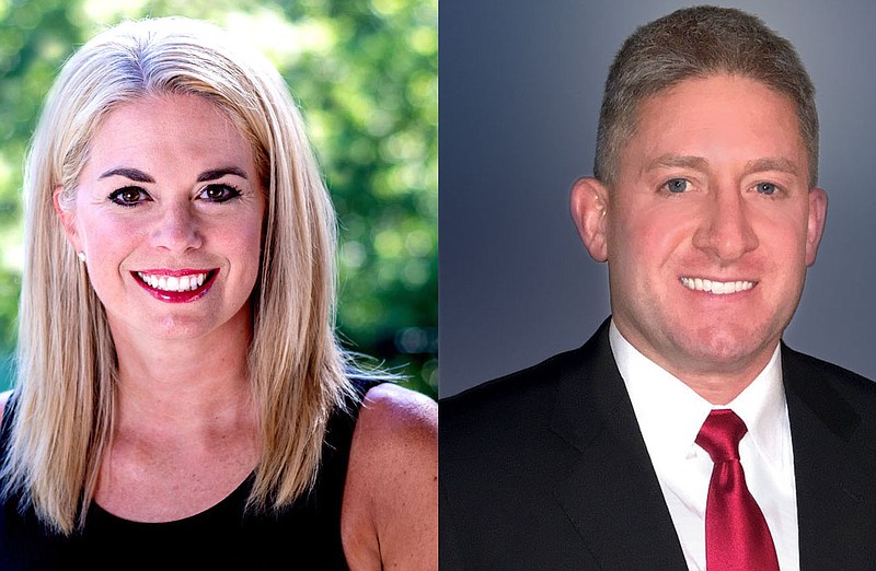 Becky Guthrie (left) and Tim Rosenau will face off for the Bentonville School Board Zone 4 seat.