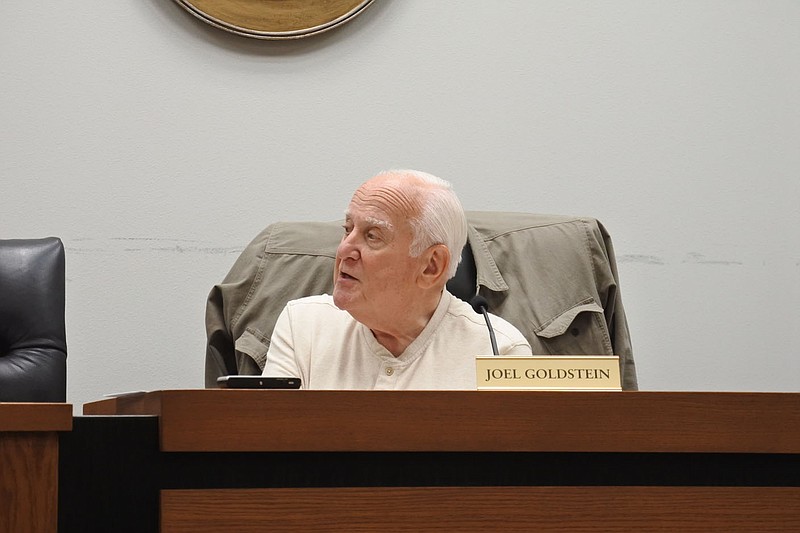 Joel Goldstein, chairman of the Greenwood Parks Commission, speaks Tuesday during the commission’s meeting.

(NWA Democrat-Gazette/Thomas Saccente)