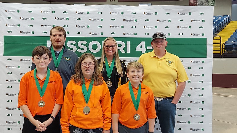 Cole County 4-H Shooting Sports team members earned awards at the state level. From left to right (front row): Soren Stapp, Madisyn Suess and Liam Stapp. (Back row) Taylor Riley, Toni Haselhorst and Caleb Farris. (Courtesy/Cole County 4-H Shooting Sports)