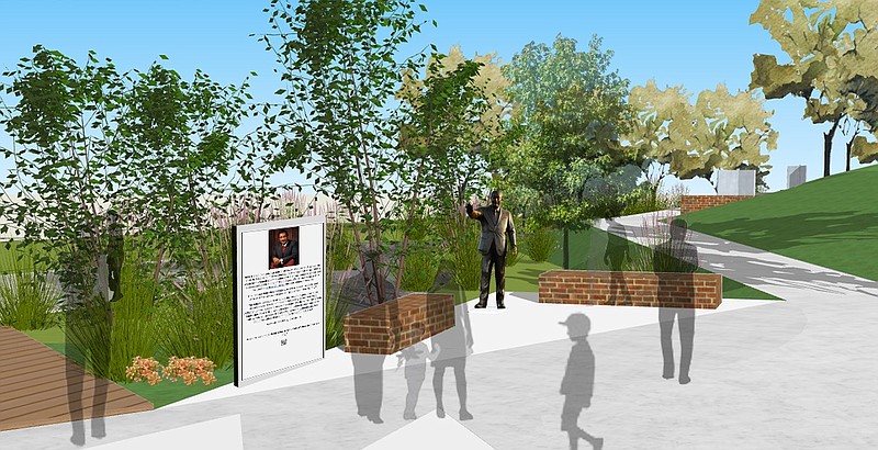 An artist rendering of the John H. Johnson Park entry is shown. (Special to The Commercial/Arkansas State Parks)