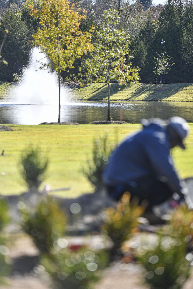 The Arkansas Colleges of Health Education's Celebration Garden and Wellness Park in Barling officially opens this weekend. The 8-acre park will be connected through trails to neighborhoods and other amenities at Chaffee Crossing. (River Valley Democrat-Gazette/Hank Layton)